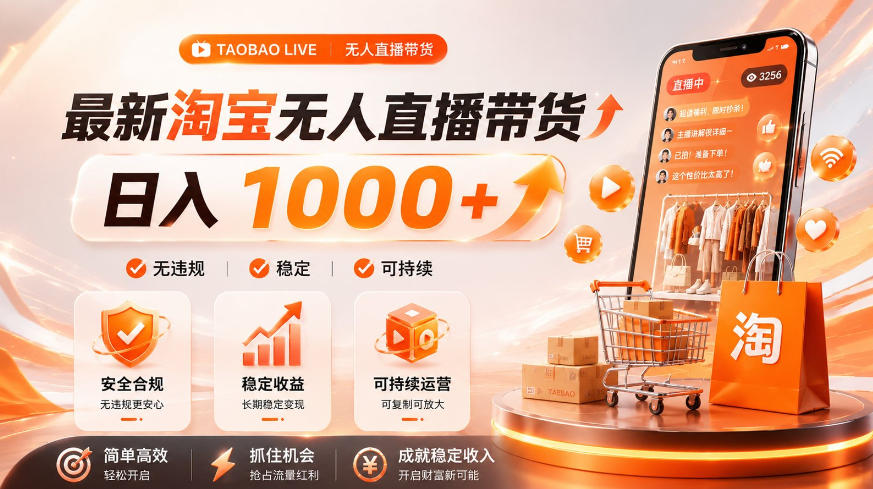 拒绝死工资！淘宝无人直播，让你睡觉都在进账，单设备日入1k+普通人的变现蓝海【揭秘】-洛柒笔记