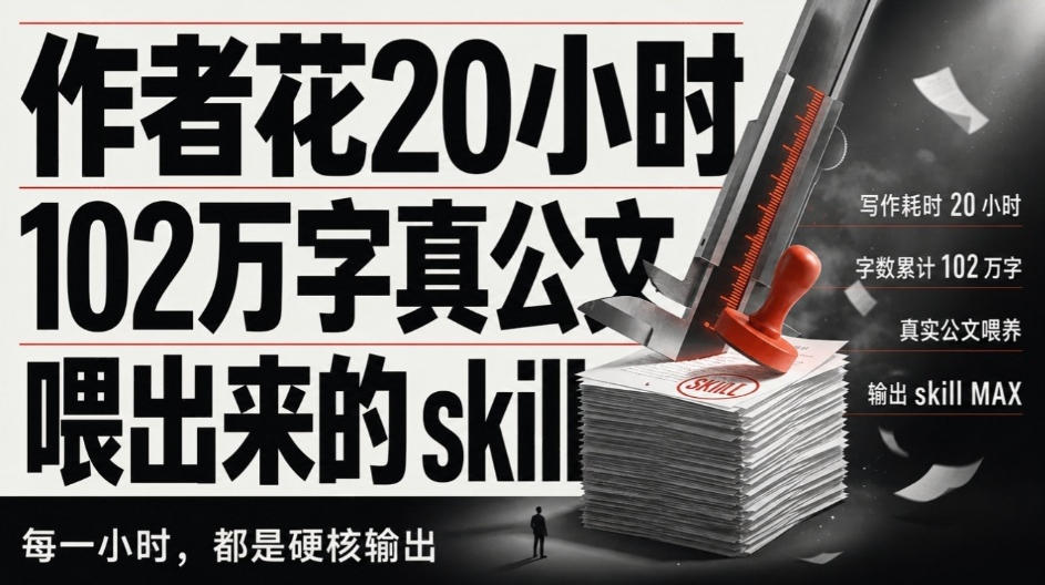 作者花20小时，102万字真公文喂出来的写作skill！体制内公文必备的公文排版Skill来了！