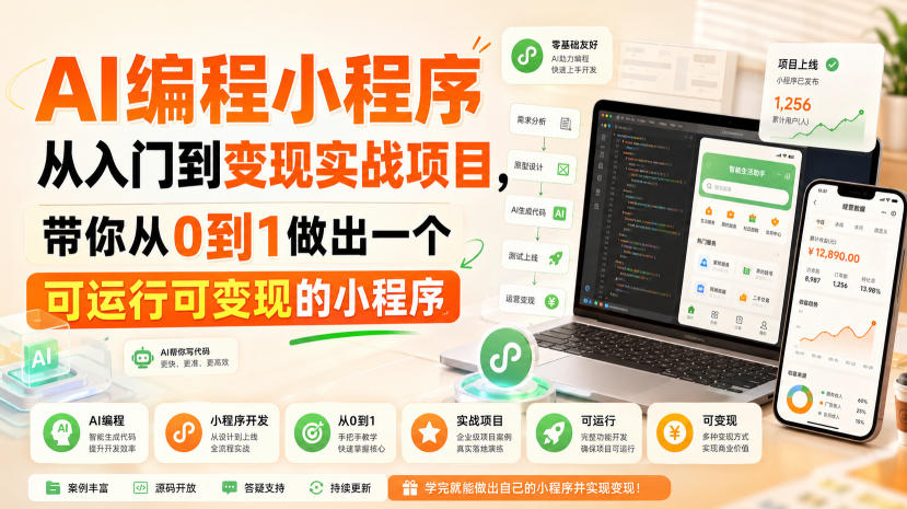 AI编程小程序从入门到变现实战项目，带你从0到1做出一个可运行可变现的小程序-洛柒笔记