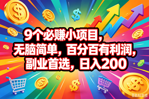 （18623期）9个必赚钱的小项目，百分百会赚米，无脑简单，副业首选，日入200+-洛柒笔记