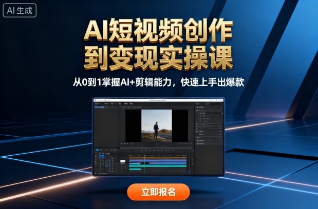 AI短视频创作到变现实操课，从0到1掌握AI+剪辑能力，快速上手出爆款（更新10月）-洛柒笔记