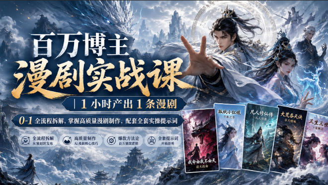 百万博主漫剧实战课｜1小时产出1条漫剧，0‑1全流程拆解，掌握高质量漫剧制作，配套全套实操提示词-洛柒笔记