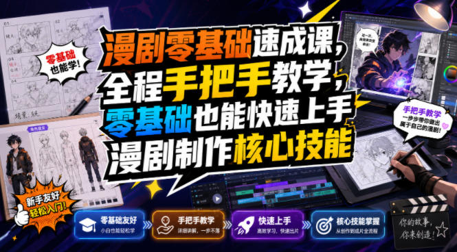 漫剧零基础速成课，全程手把手教学，零基础也能快速上手漫剧制作核心技能-洛柒笔记