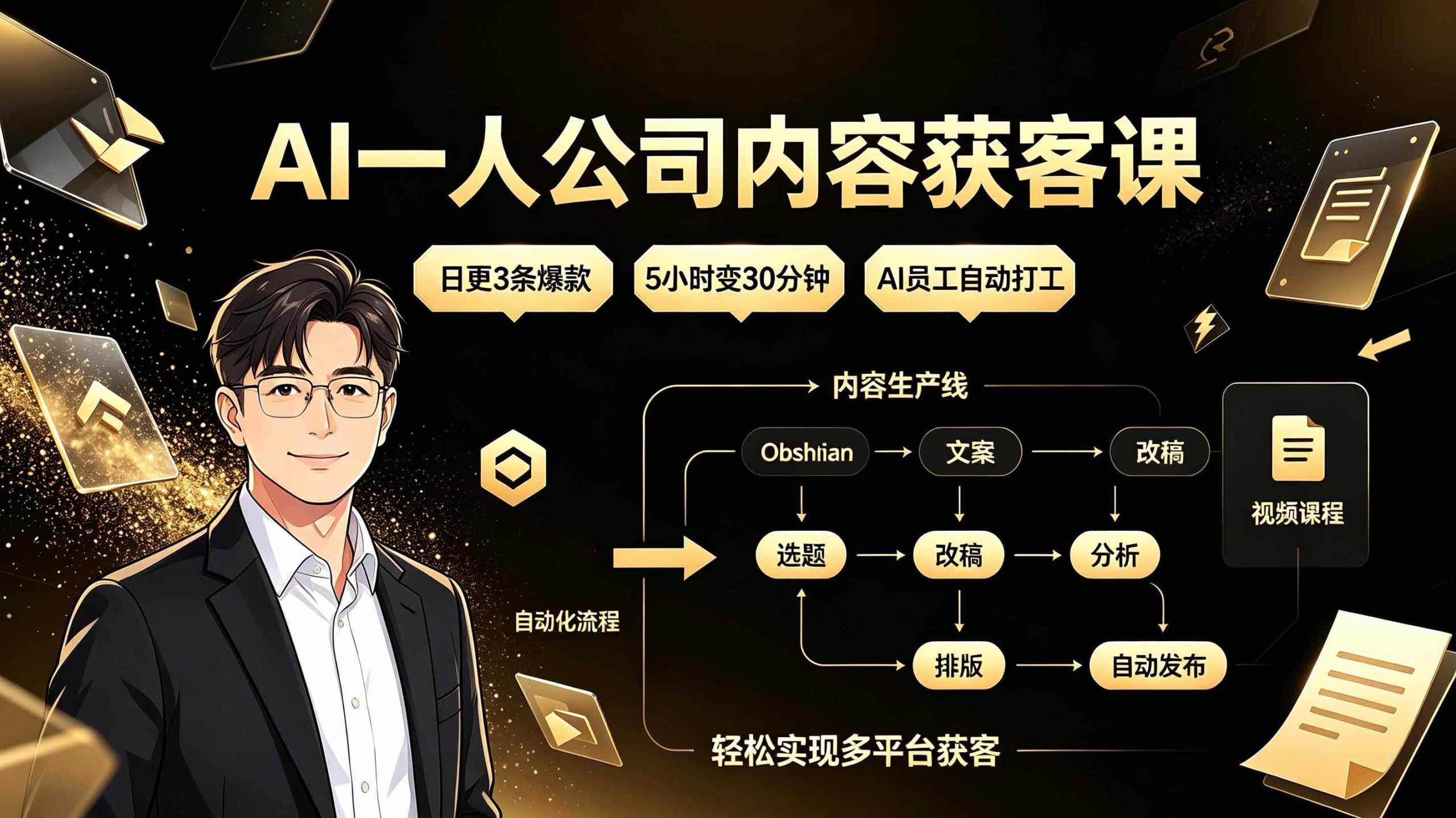 （19387期）AI一人公司内容获客课：日更3条爆款×5小时变30分钟×AI员工自动打工，轻松实现多平台获客-洛柒笔记