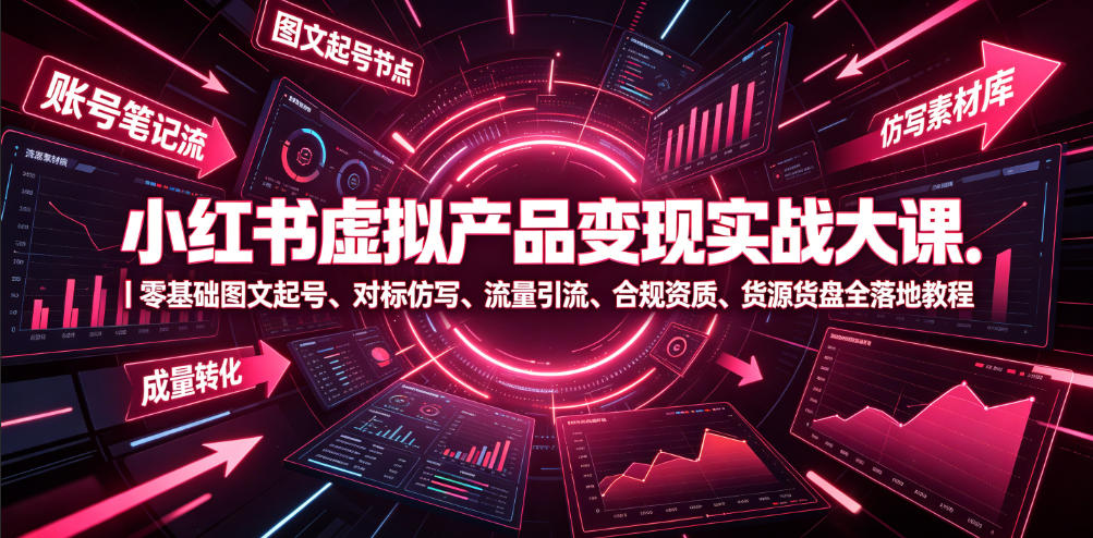 小红书虚拟产品变现实战大课｜零基础图文起号、对标仿写、流量引流、合规资质、货源货盘全落地教程-洛柒笔记