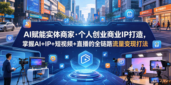 AI赋能实体商家·个人创业商业IP打造，掌握AI+IP+短视频+直播的全链路流量变现打法-洛柒笔记