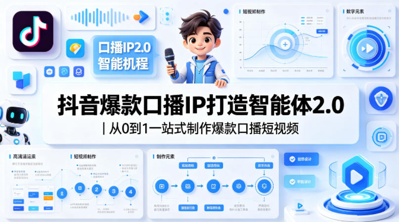 抖音爆款口播IP打造智能体2.0｜从0到1一站式制作爆款口播短视频-洛柒笔记