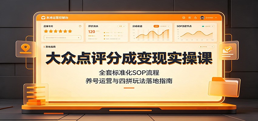 大众点评分成变现实操课：全套标准化SOP流程，养号运营与四拼玩法落地指南-洛柒笔记