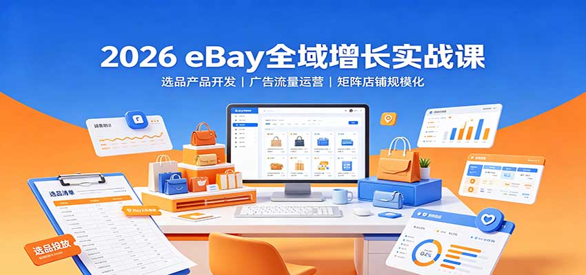 2026 eBay全域增长实战课：选品产品开发，广告流量运营，矩阵店铺规模化-洛柒笔记