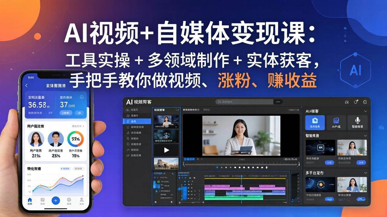 （17891期）AI视频+自媒体变现课：工具实操 + 多领域制作 + 实体获客，手把手教你做视频、涨粉、赚收益-洛柒笔记