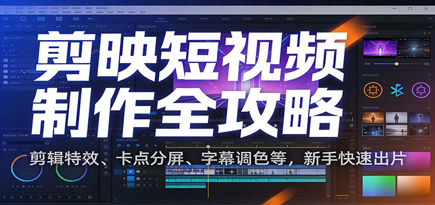 剪映短视频制作全攻略：剪辑特效、卡点分屏、字幕调色等，新手快速出片-洛柒笔记