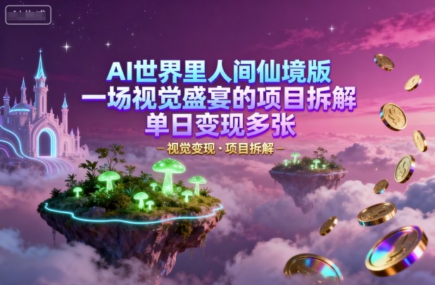 AI世界里人间仙境版，一场视觉盛宴的项目拆解，单日变现多张-洛柒笔记
