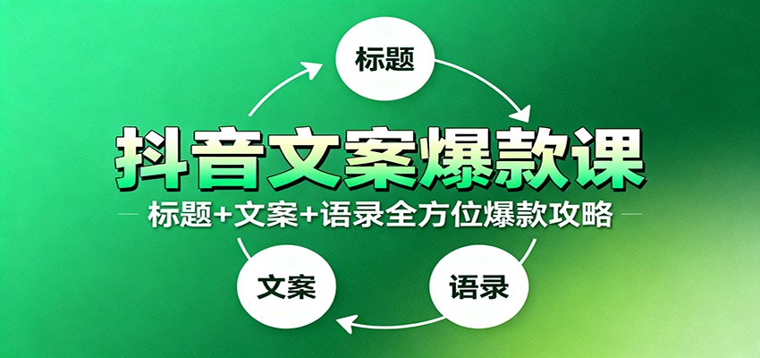 抖音文案爆款课：9大标题绝招，各类型必火文案，100条万能文案情感语录-洛柒笔记