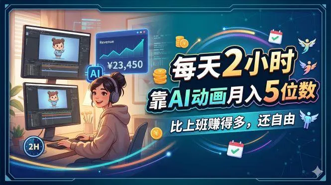 每天 2 小时，靠 AI 动画月入 5 位数，比上班赚得多，还自由-洛柒笔记