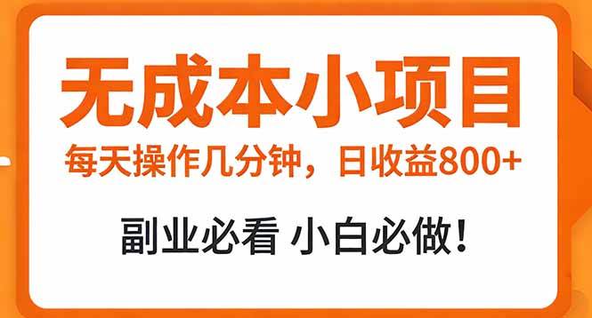 （17307期）无成本小项目 每天操作几分钟，真实日收益800+ 副业必看 小白必做！-洛柒笔记