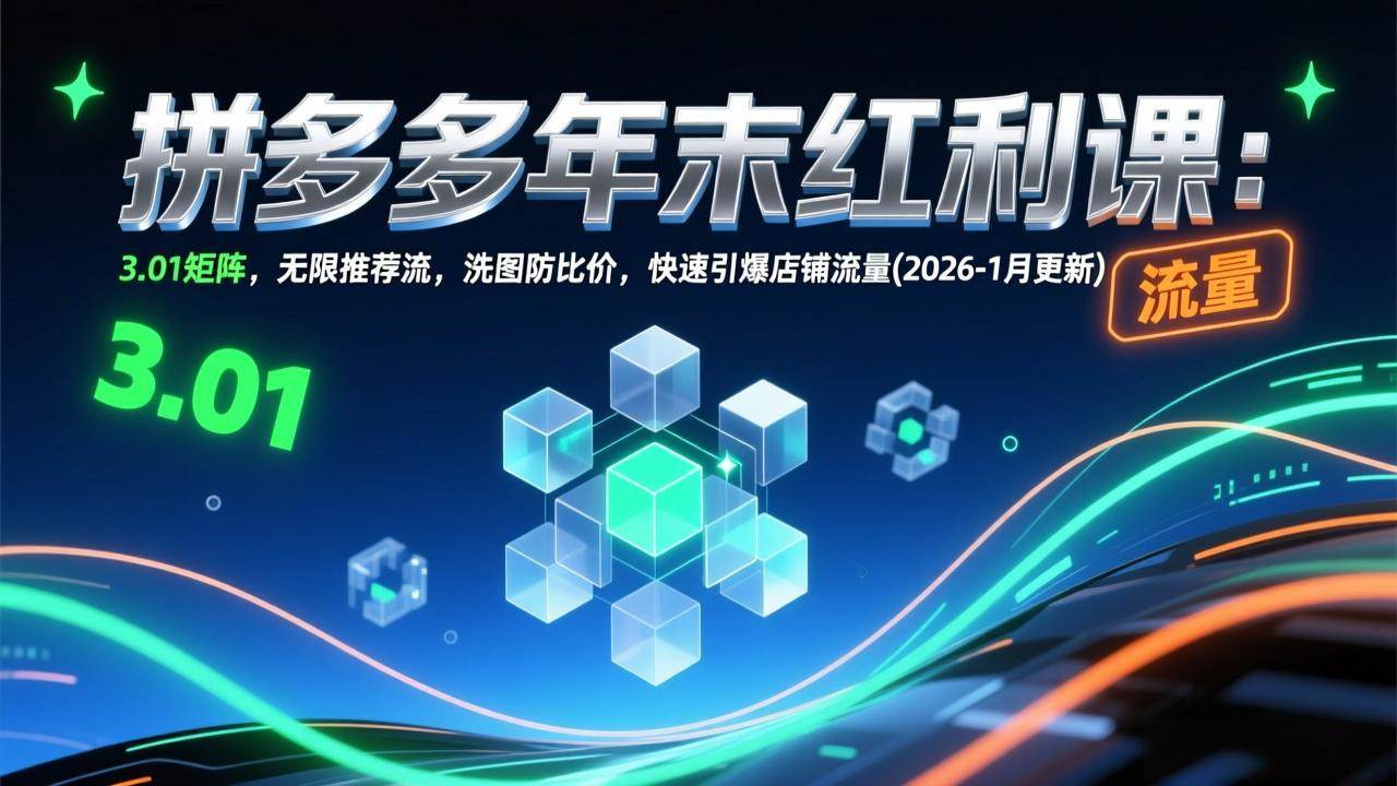 （17100期）拼多多年末红利课：3.01矩阵，无限推荐流，洗图防比价，快速引爆店铺流量(2026-1月更新)-洛柒笔记