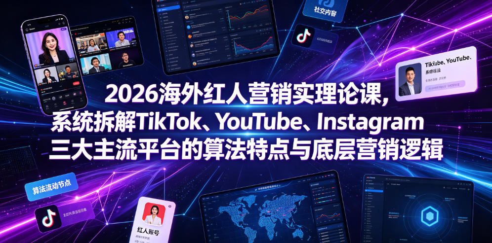 2026海外红人营销实理论课，系统拆解TikTok、YouTube、Instagram三大主流平台的算法特点与底层营销逻辑-洛柒笔记
