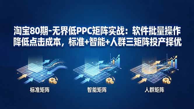 （17987期）淘宝80期-无界低PPC矩阵实战：软件批量操作降低点击成本，标准+智能+人群三矩阵投产择优-洛柒笔记