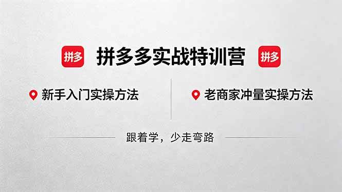 （18468期）拼多多实战特训营(更新5月15)：不管是新手入门或老商家冲量，都有实操方法，跟着学，少走弯路-洛柒笔记
