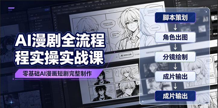 AI漫剧全流程实操实战课｜零基础AI漫画短剧完整制作、脚本出图成片全链路落地教程-洛柒笔记