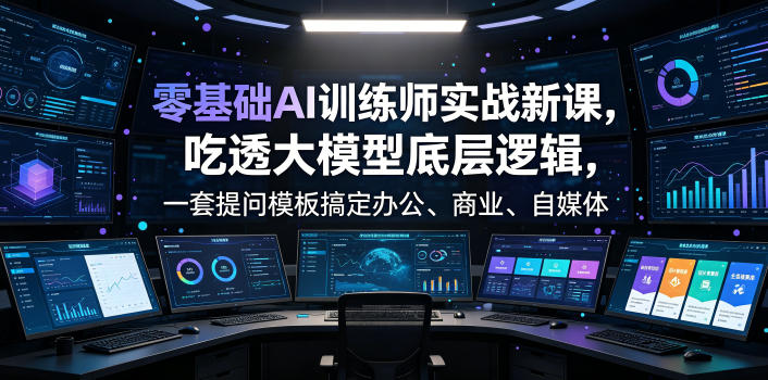 零基础AI训练师实战课，吃透大模型底层逻辑，一套提问模板搞定办公、商业、自媒体、设计、生活全场景AI落地应用-洛柒笔记