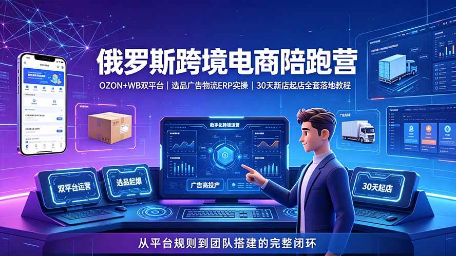 （19371期）2026俄罗斯跨境电商陪跑营：OZON+WB双平台｜选品广告物流ERP实操｜30天新店起店全套落地教程-洛柒笔记