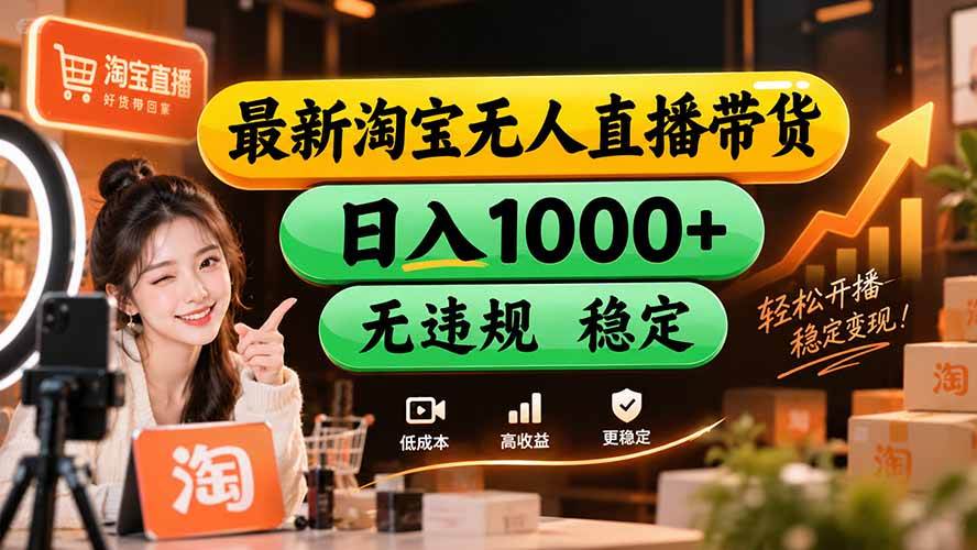 （20453期）【新技术】淘宝无人直播，独家，日入2K+，无封号，可矩阵，长期稳定-洛柒笔记