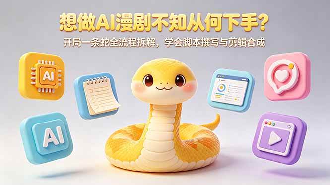 （18550期）想做AI漫剧不知从何下手？开局一条蛇全流程拆解，学会脚本撰写与剪辑合成-洛柒笔记