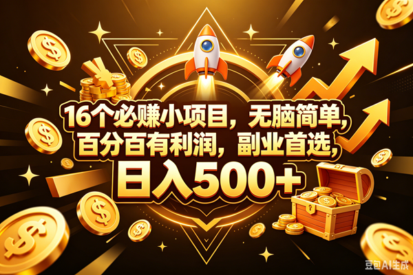 （18440期）16个必赚钱的小项目，百分百赚米，无脑简单，副业首选，日入300+-洛柒笔记