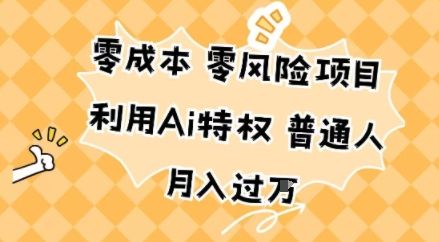 零成本零风险项目，利用Ai特权，普通人月入过W-洛柒笔记