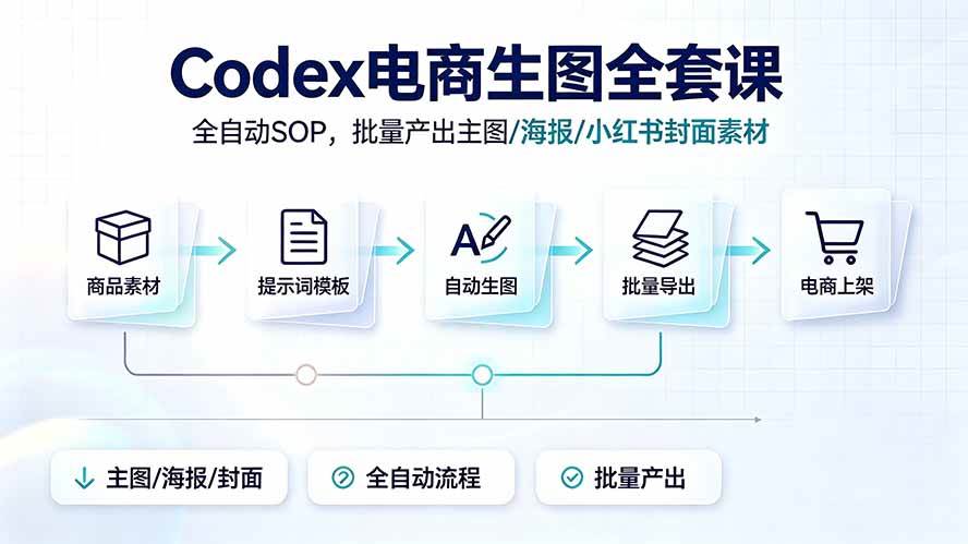 （19256期）Codex电商生图全套课｜全自动SOP，批量产出主图/海报/小红书封面素材-洛柒笔记