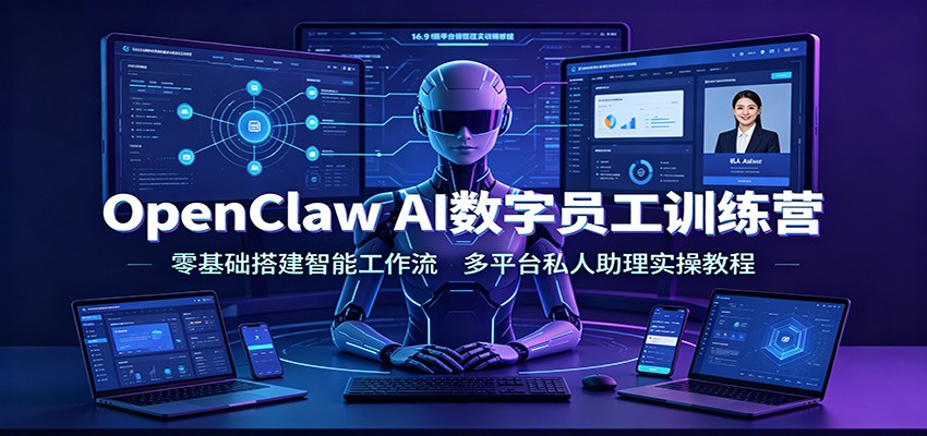 OpenClaw AI数字员工训练营：零基础搭建智能工作流，多平台私人助理实操教程-洛柒笔记