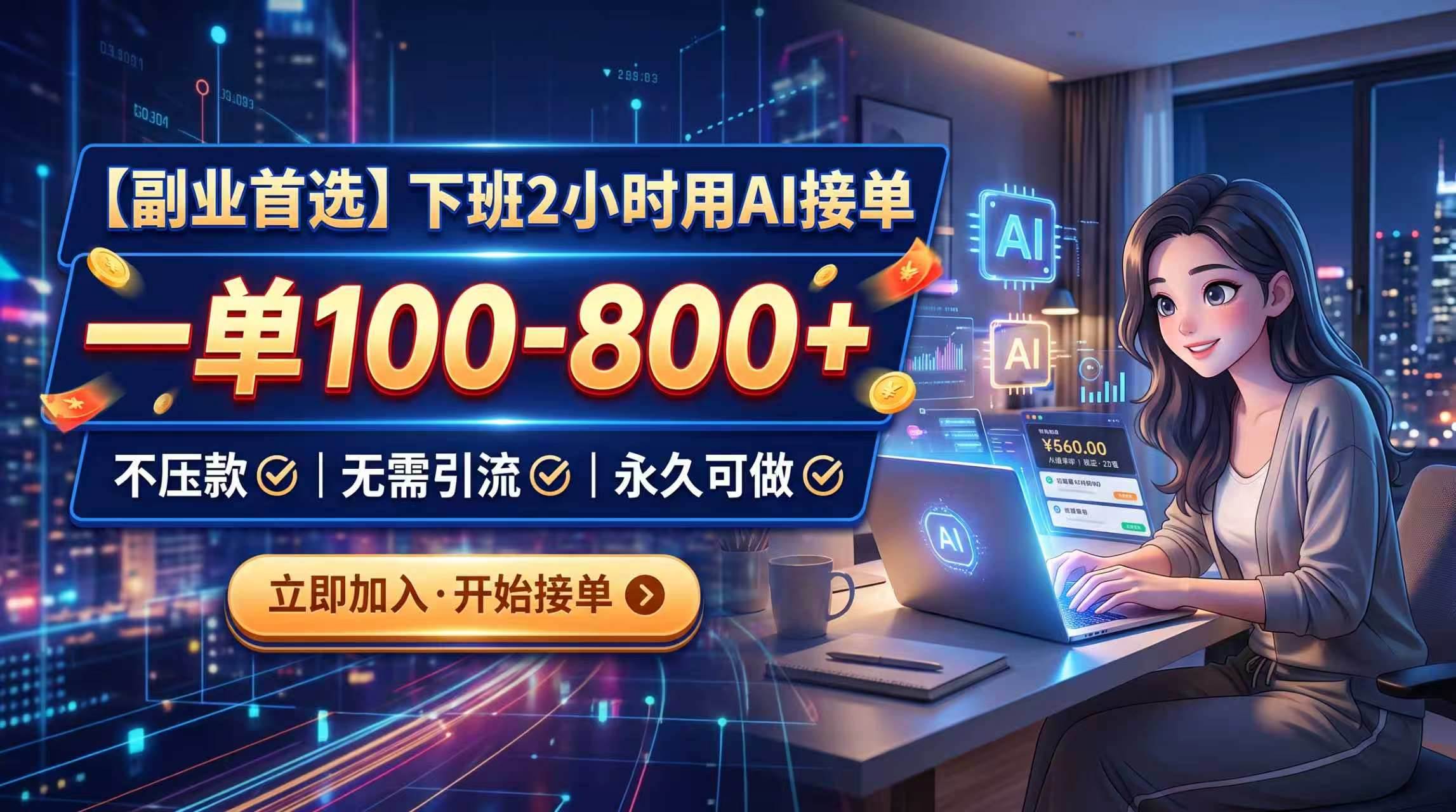 （20243期）下班2小时用AI接单，一单100-800+，不压款，无需引流，永久可做-洛柒笔记