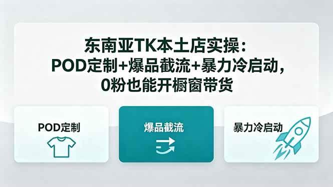 （18381期）东南亚TK本土店实操：POD定制+爆品截流+暴力冷启动，0粉也能开橱窗带货-洛柒笔记