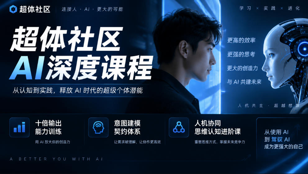 超体社区AI深度课程，十倍输出能力训练，意图建模契约体系，人机协同思维认知进阶课-洛柒笔记