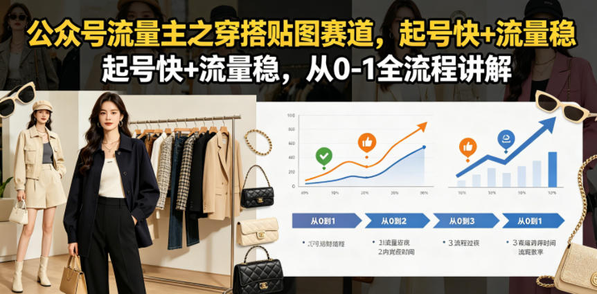 公众号流量主之穿搭贴图赛道，起号快+流量稳，从0-1全流程讲解-洛柒笔记