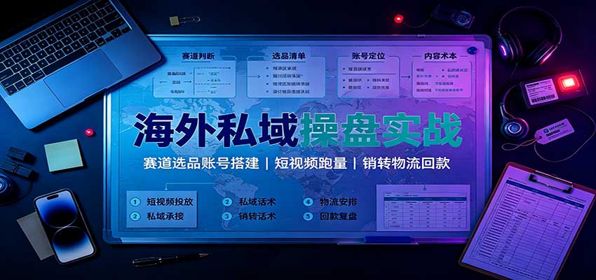 海外私域操盘实战：赛道选品账号搭建，短视频跑量，销转物流回款-洛柒笔记