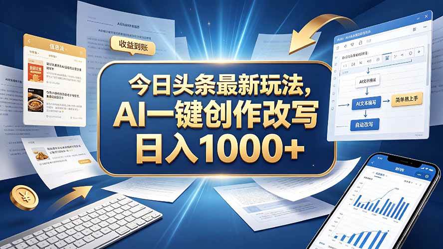 （20566期）今日头条最新玩法，AI 一键创作改写，简单易上手，轻松日入 1000 +-洛柒笔记