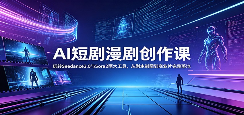 AI短剧漫剧创作课：玩转Seedance2.0与 Sora2两大工具，从剧本制图到商业片完整落地-洛柒笔记