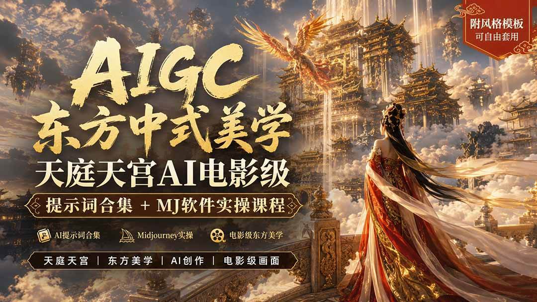 （19998期）AIGC东方中式美学天庭天宫AI电影级提示词合集+MJ软件实操课程-洛柒笔记