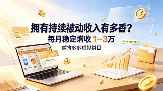 （19141期）拥有持续被动收入有多香？做拼多多虚拟类目，每月稳定增收 1-3 万-洛柒笔记