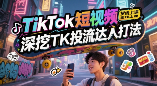 TikTok短视频带货线上课，深挖TK投流达人打法-洛柒笔记