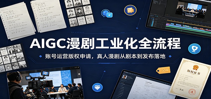 AIGC漫剧工业化全流程：账号运营版权申请，真人漫剧从剧本到发布落地-洛柒笔记