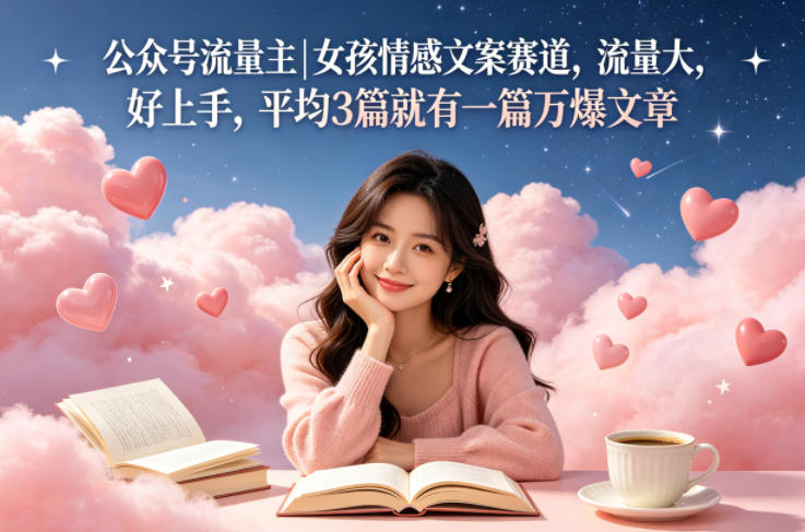 公众号流量主女孩情感文案赛道，流量大，好上手，平均3篇就有一篇万爆文章-洛柒笔记