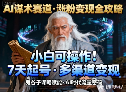 AI谋术赛道，涨粉快速，变现方式多样，小白可操作-洛柒笔记