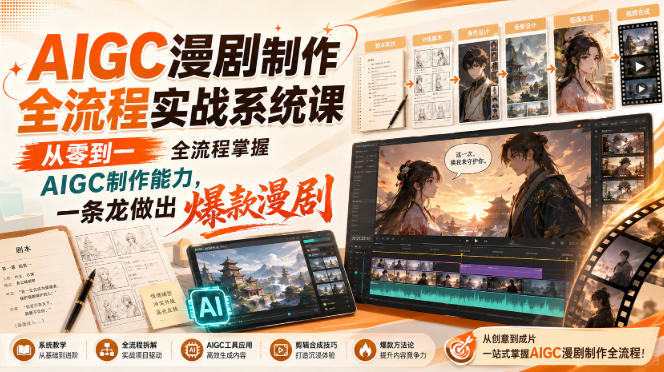 AIGC漫剧制作全流程实战系统课，从零到一全流程掌握AIGC制作能力，一条龙做出爆款漫剧-洛柒笔记