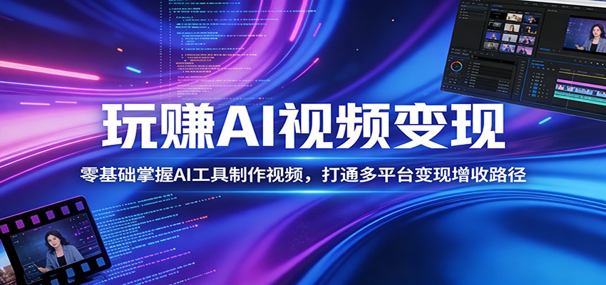 玩赚AI视频变现，零基础掌握AI具制作视频，打通多平台变现增收路径-洛柒笔记