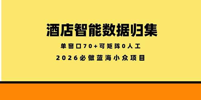 （18500期）酒店智能数据归集，小众蓝海已经稳定半年之久，单窗口70+零成本矩阵开干-洛柒笔记