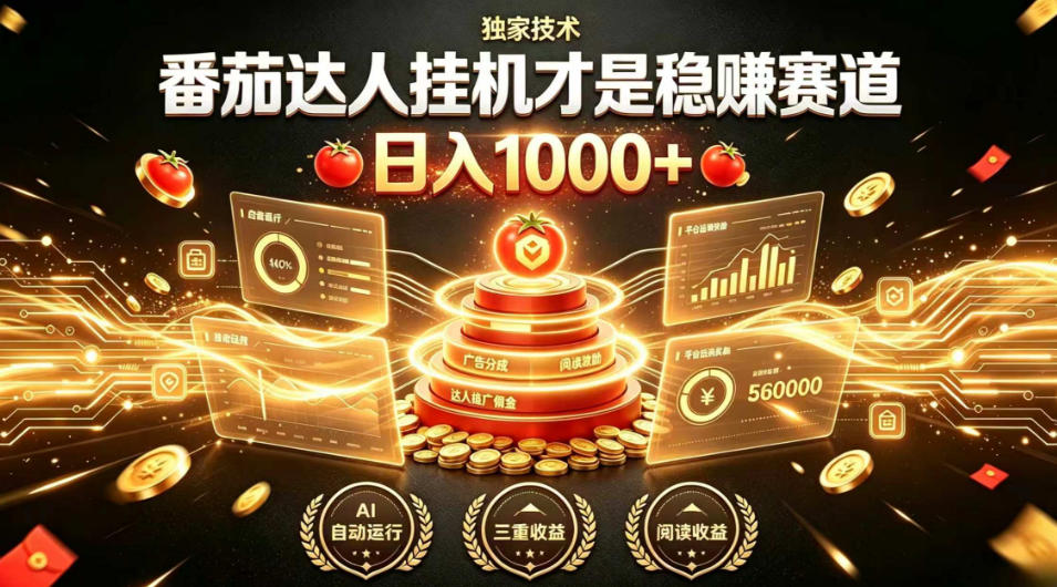 别再瞎找副业！番茄达人挂G才是稳賺赛道，日入1000+，全程傻瓜式操作，可矩阵放大【揭秘】-洛柒笔记