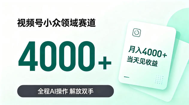 视频号小众领域赛道，月入4k＋当天见收益，全程Ai操作，解放双手！【揭秘】-洛柒笔记